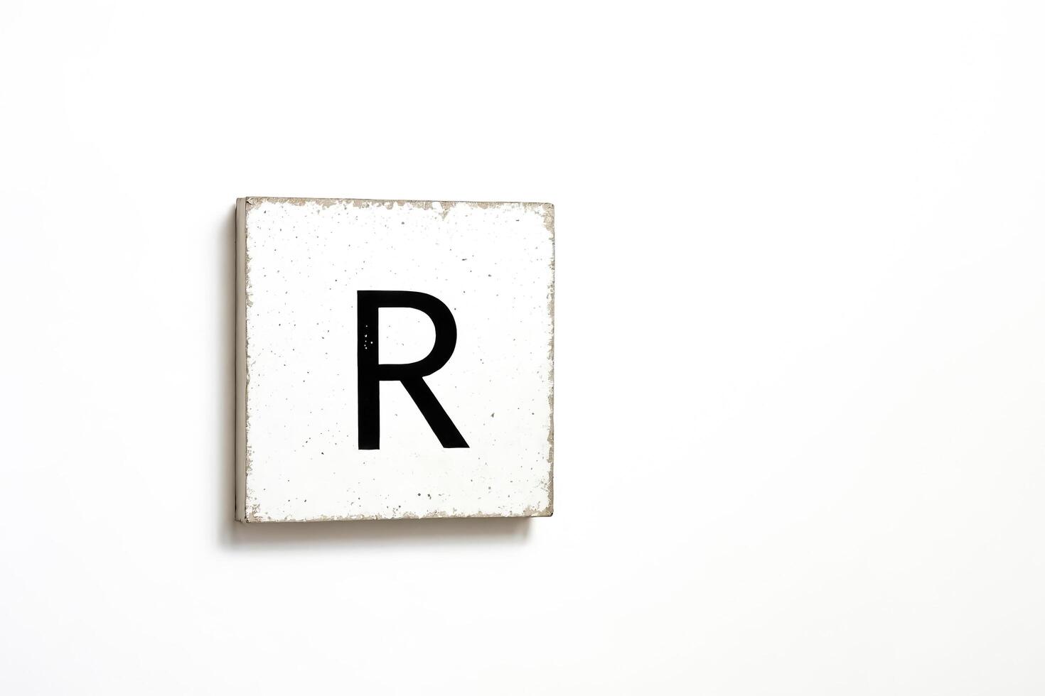 Single Letter R on White Tile photo