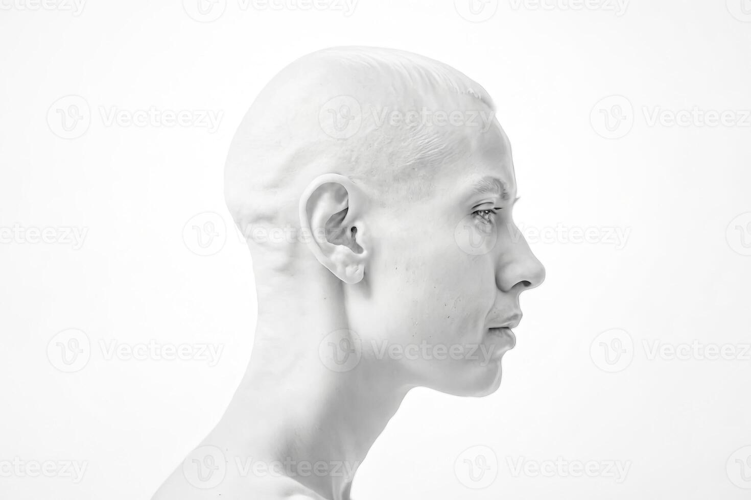 Portrait of a Man with White Paint on his Face photo