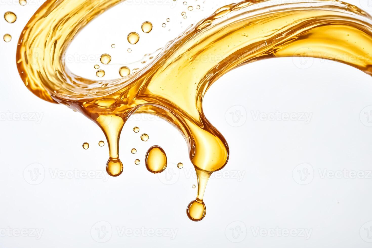 Golden liquid splash with droplets photo