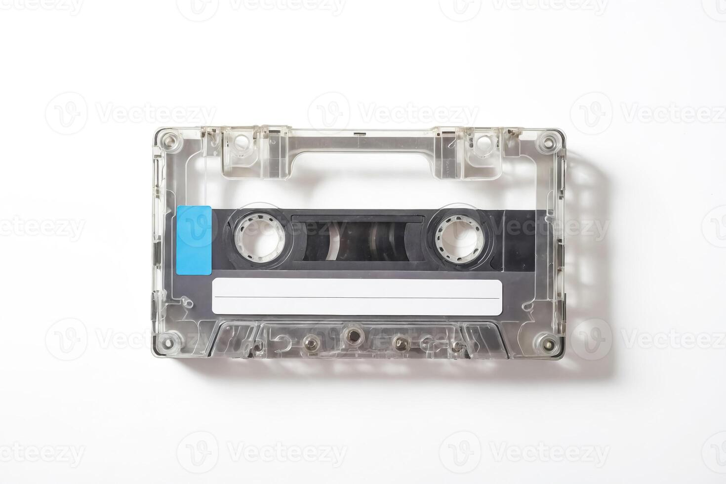 Blank Audio Cassette Tape on White Background photo