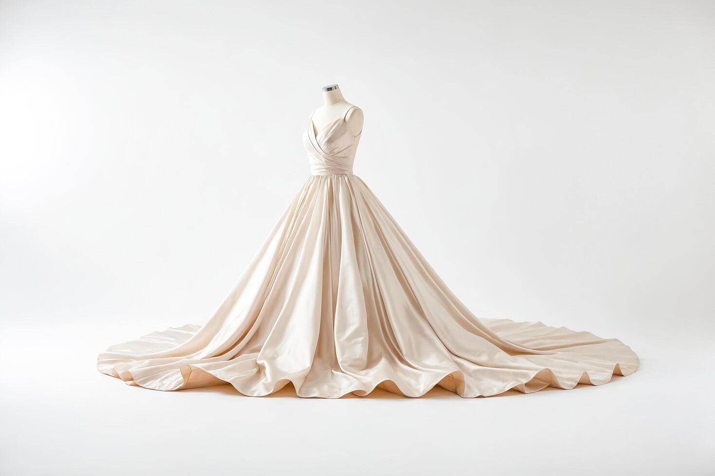 Elegant Wedding Dress with Draped Satin Skirt photo