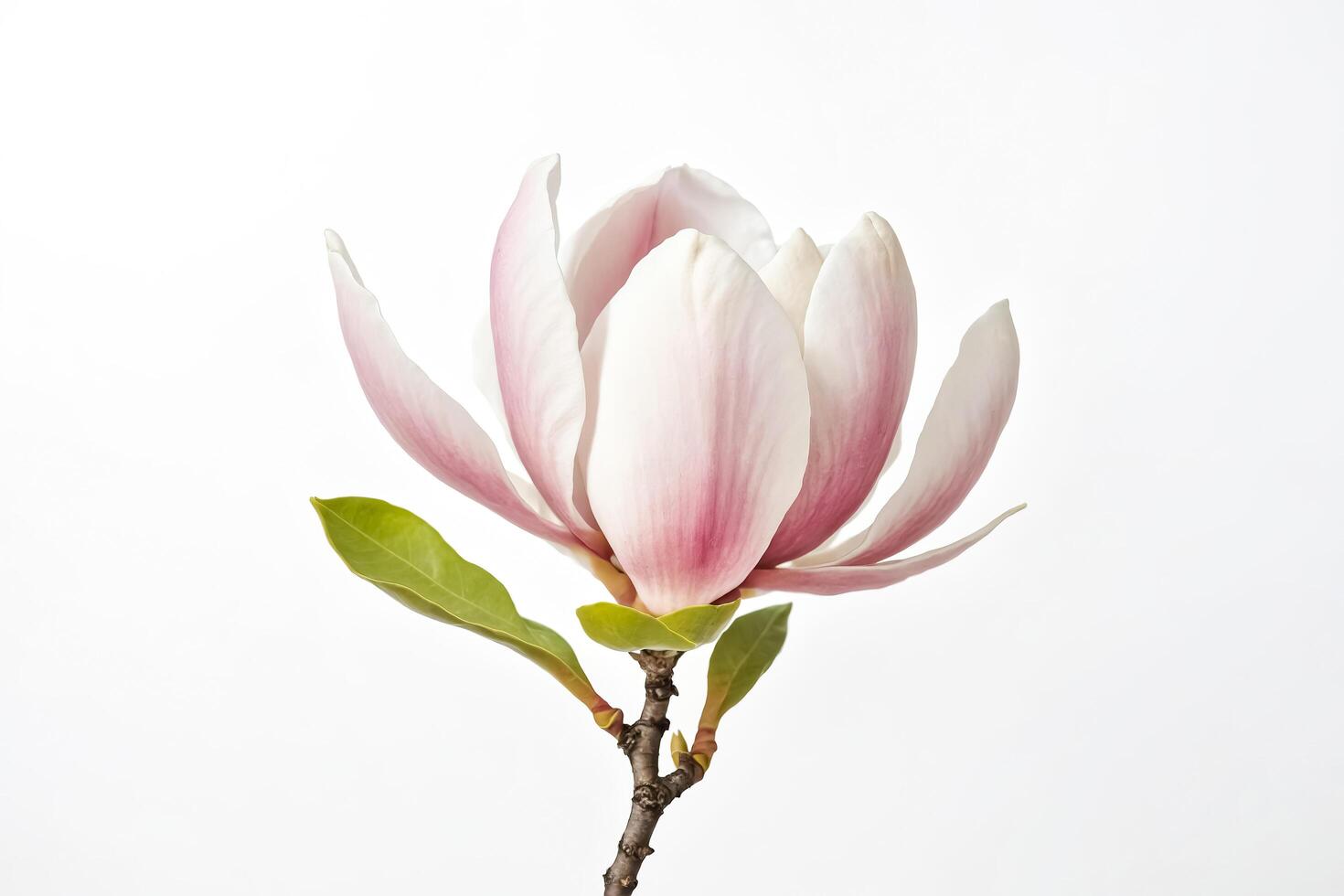 Pink Magnolia Flower on White Background photo