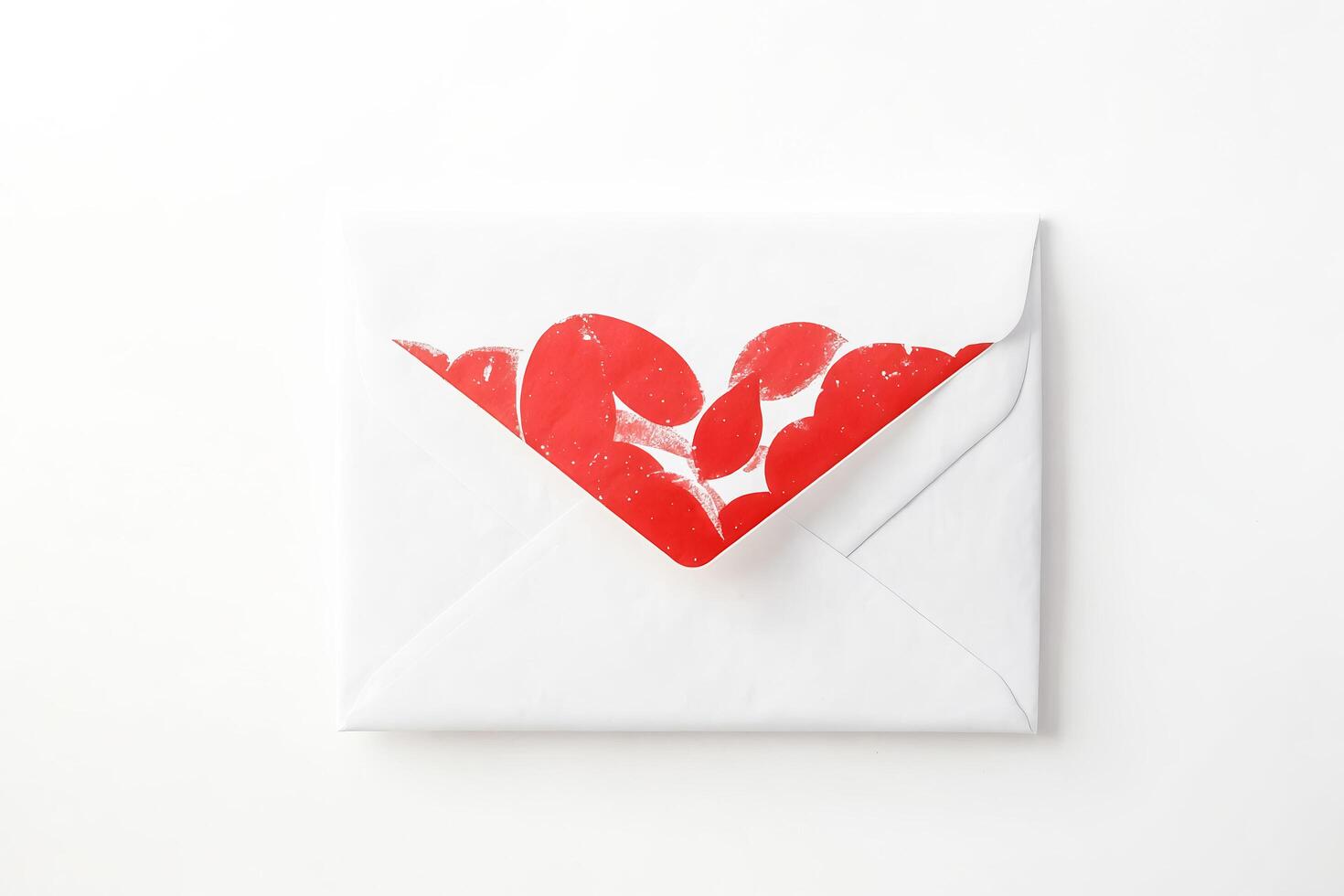 White Envelope with Red Heart Design photo
