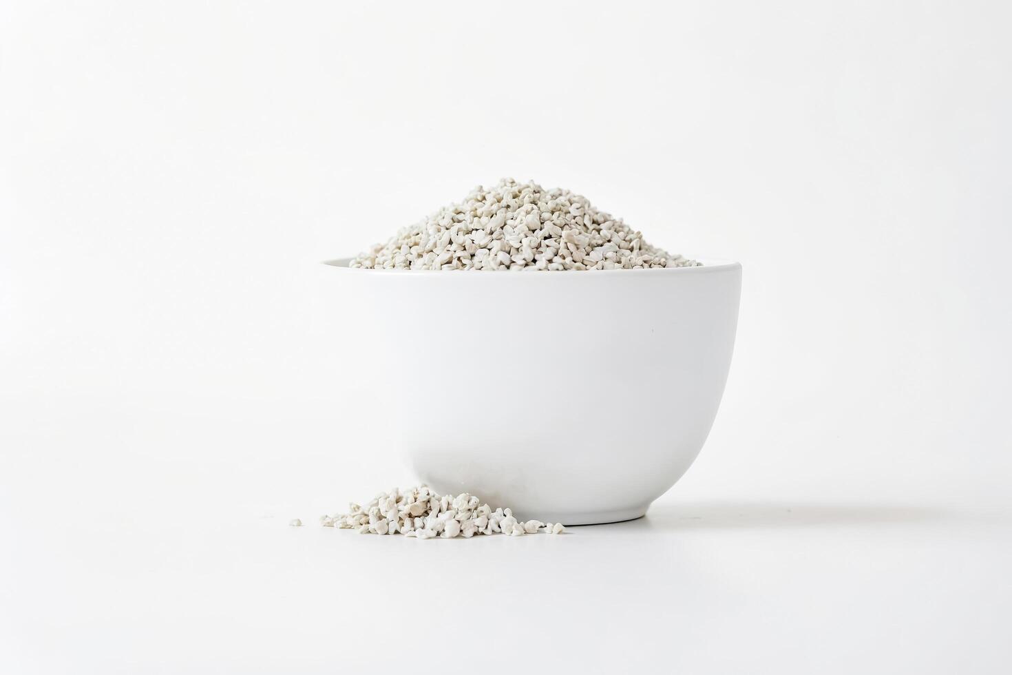 White popcorn in a white bowl photo