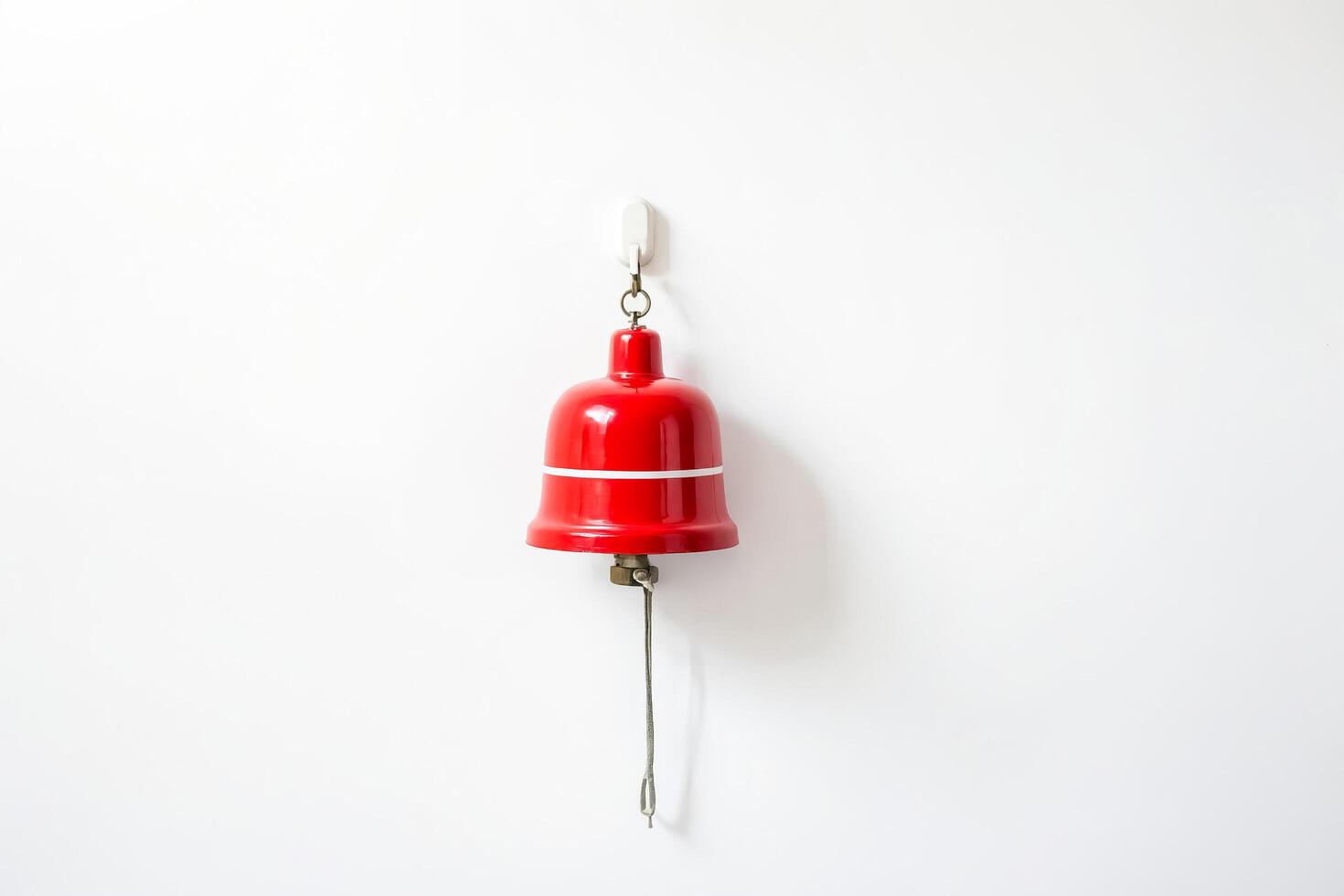 Red Bell Hanging on White Wall photo