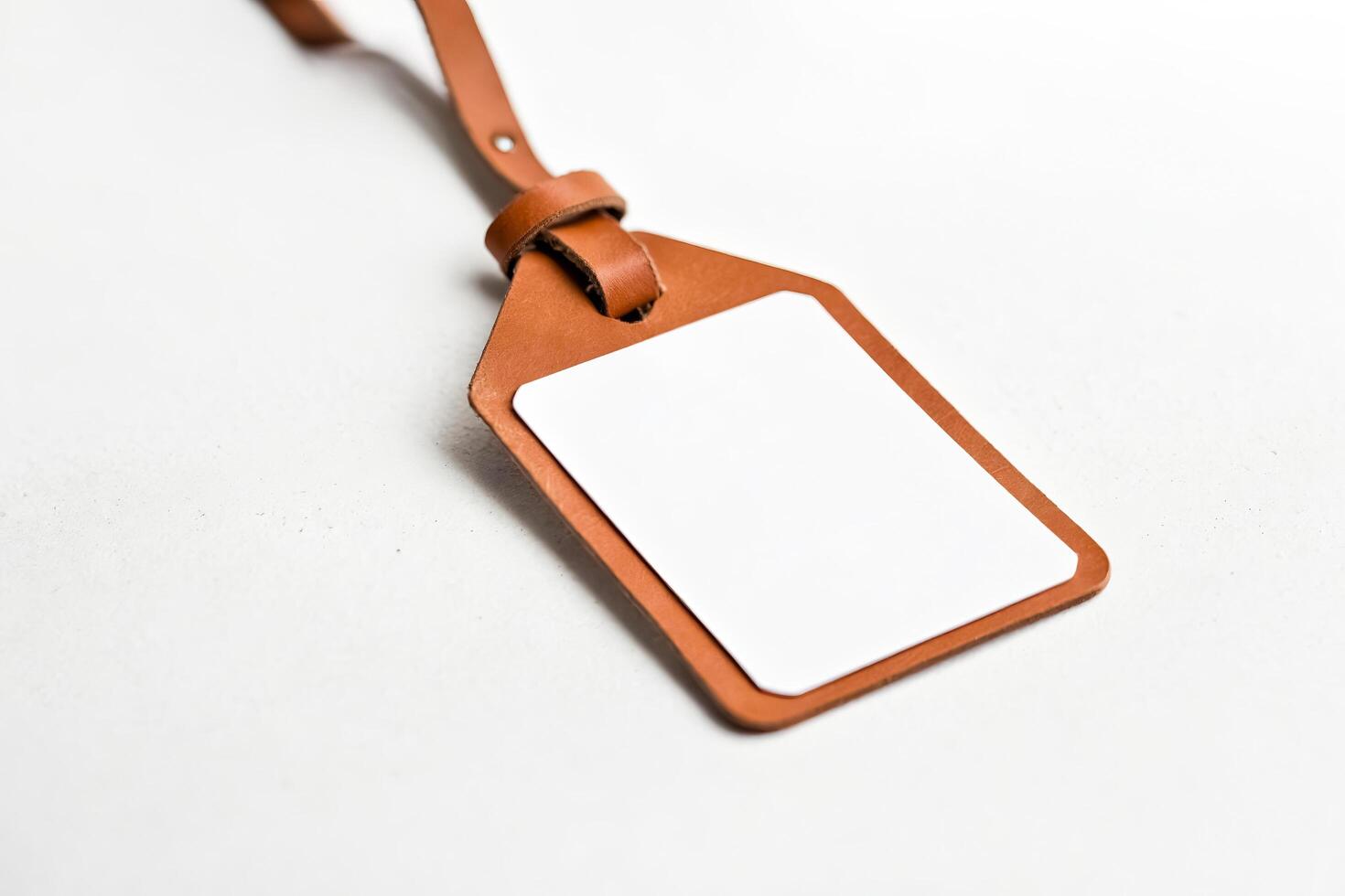 Blank Leather Tag with White Label photo