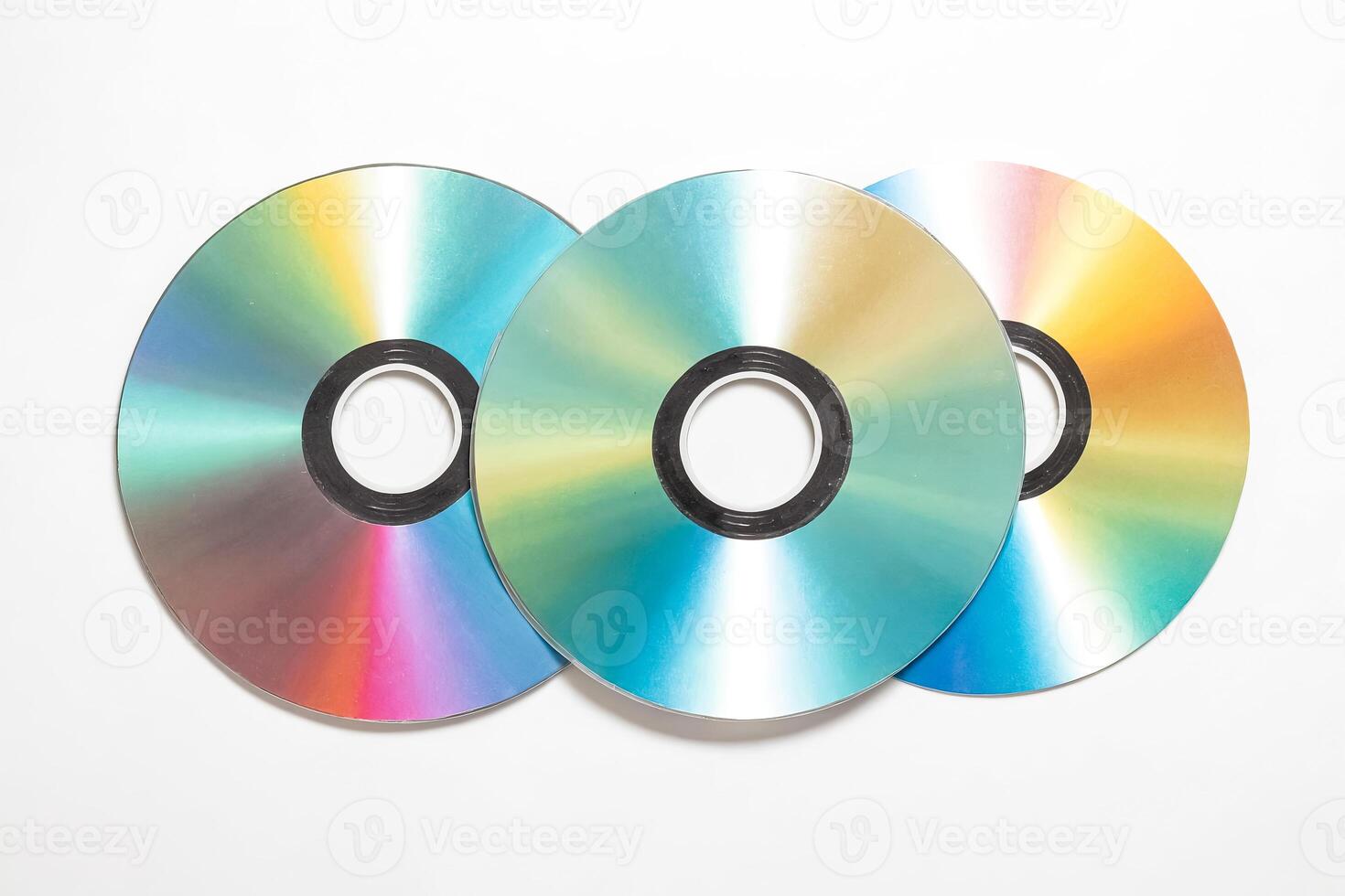 Colorful CDs on White Background photo