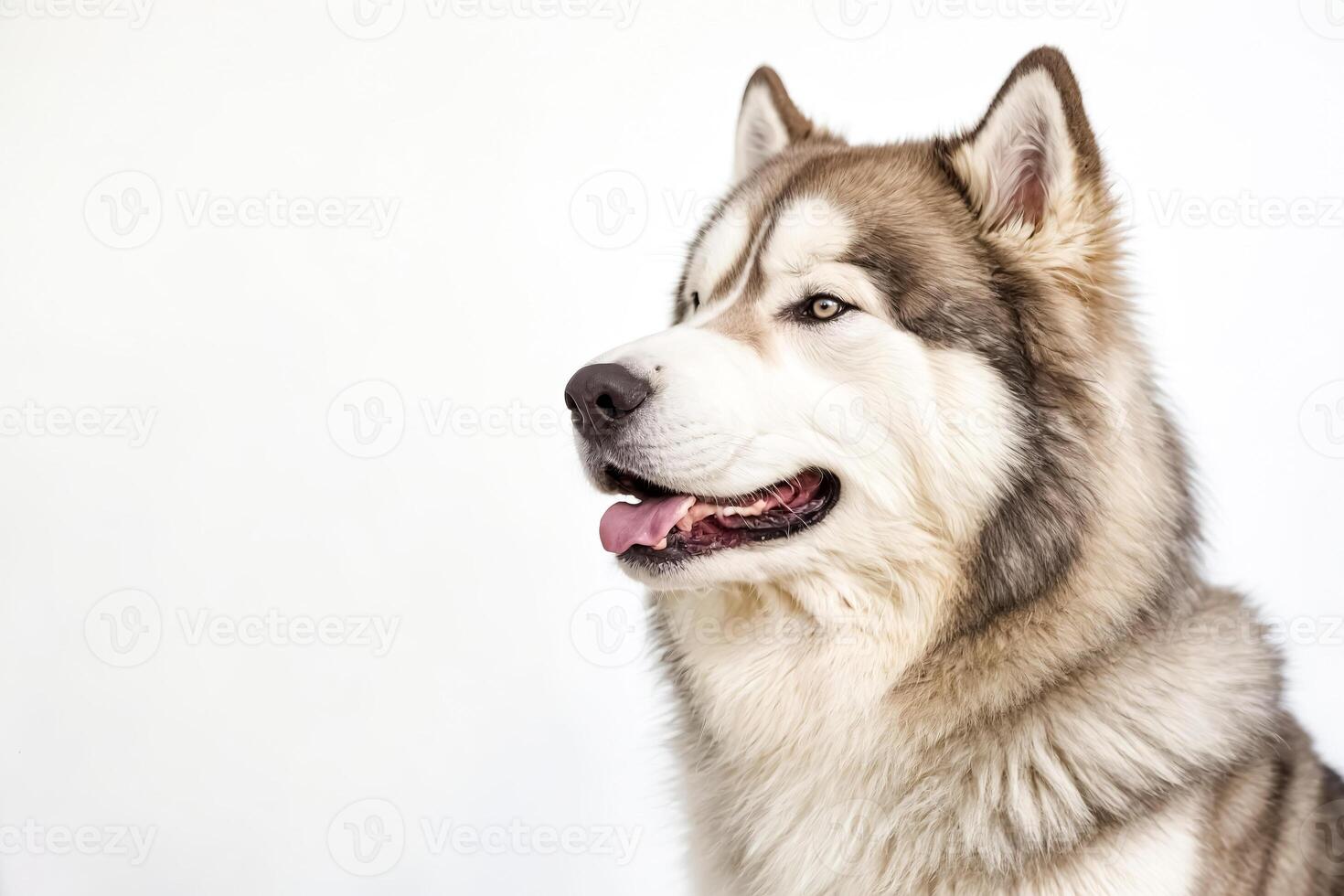 Close-up portrait of a Husky dog with a white background photo