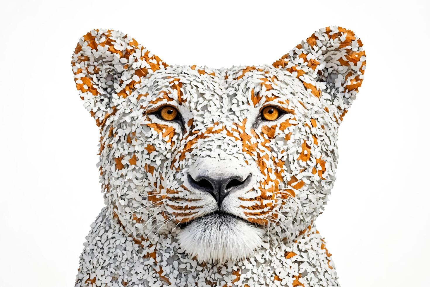 Close Up of a Leopard's Face with a Unique Pattern of Shapes photo