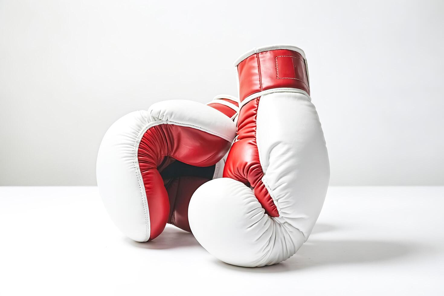 White and Red Boxing Gloves on a White Background photo