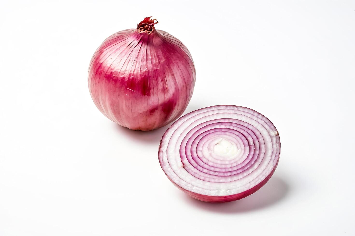 Red Onion Cut in Half on White Background photo