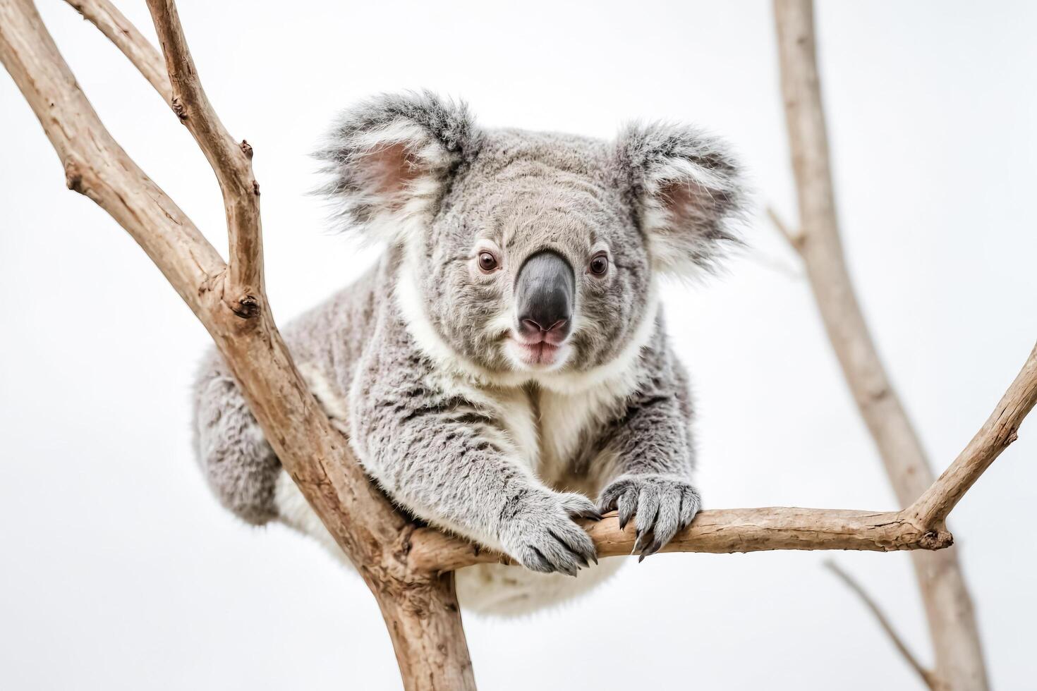 Koala Bear Hanging On Tree Branch photo