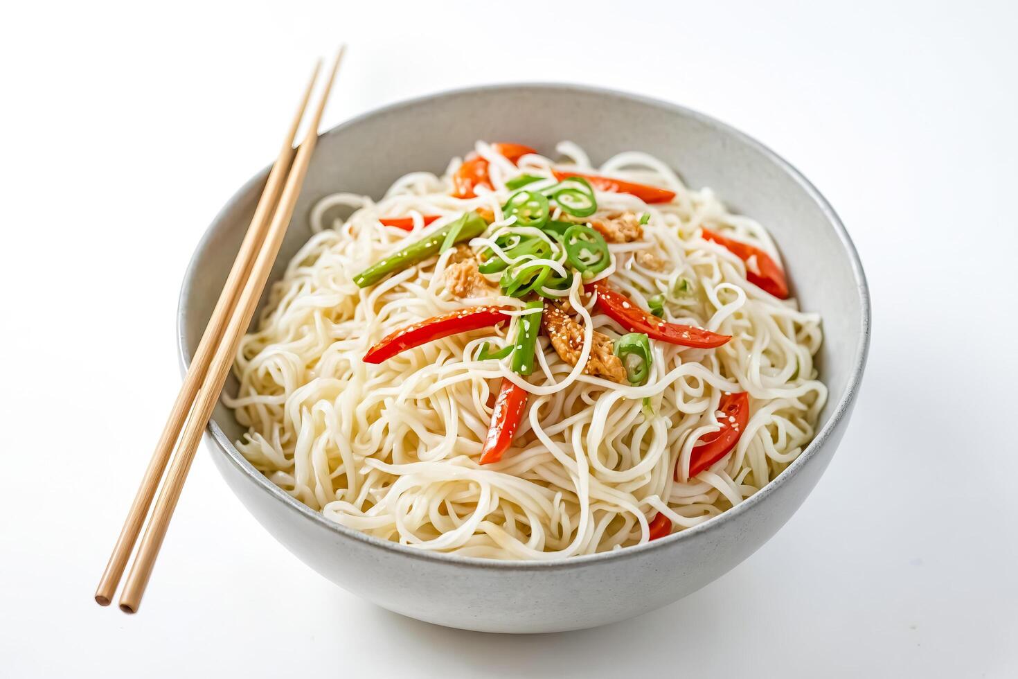Bowl of Noodles with Chopsticks photo