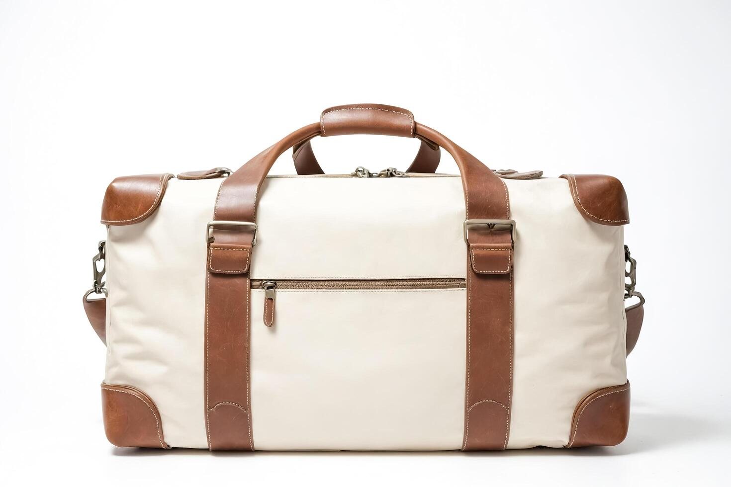 Cream Leather Duffle Bag photo
