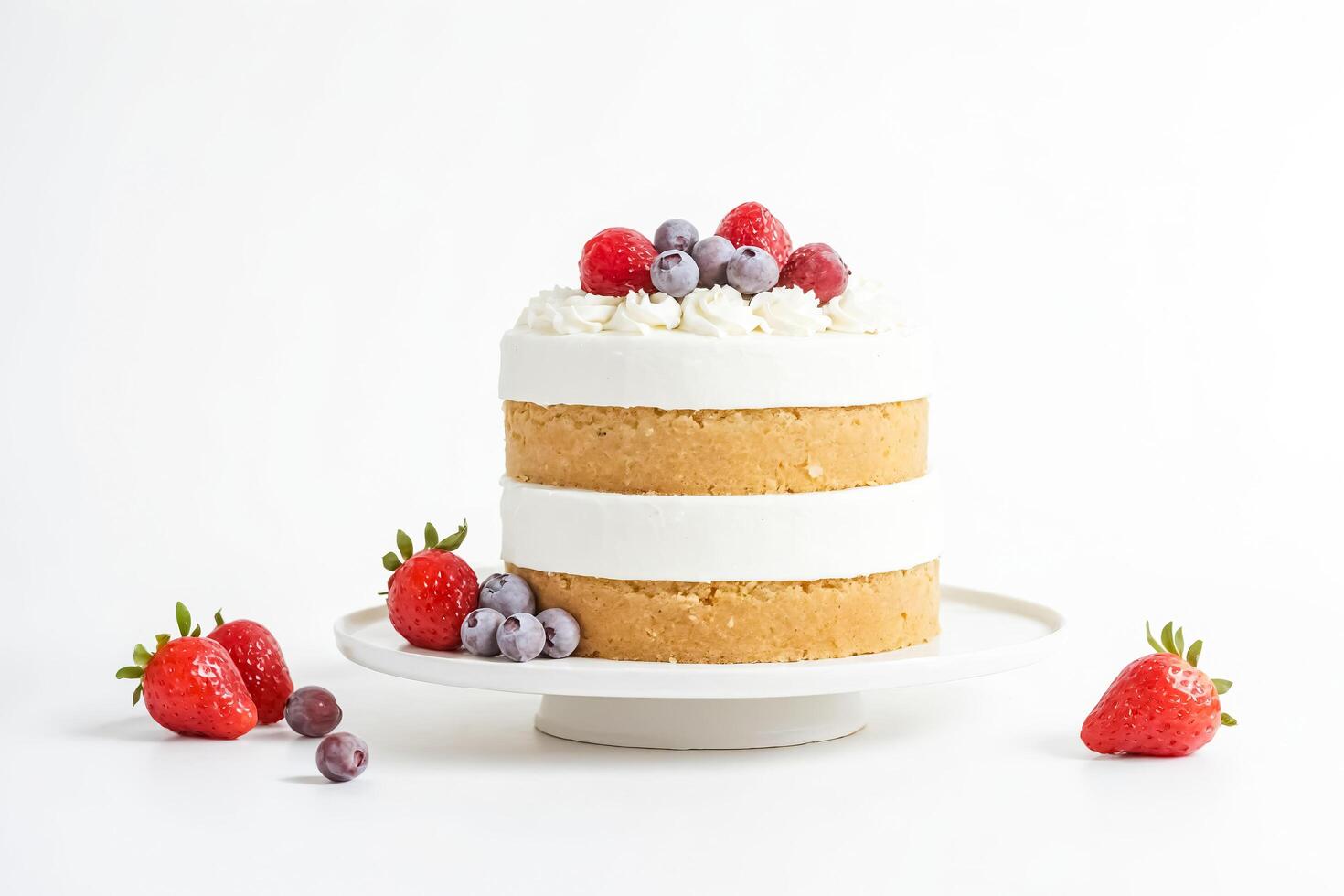 Simple Vanilla Cake with Fresh Berries photo