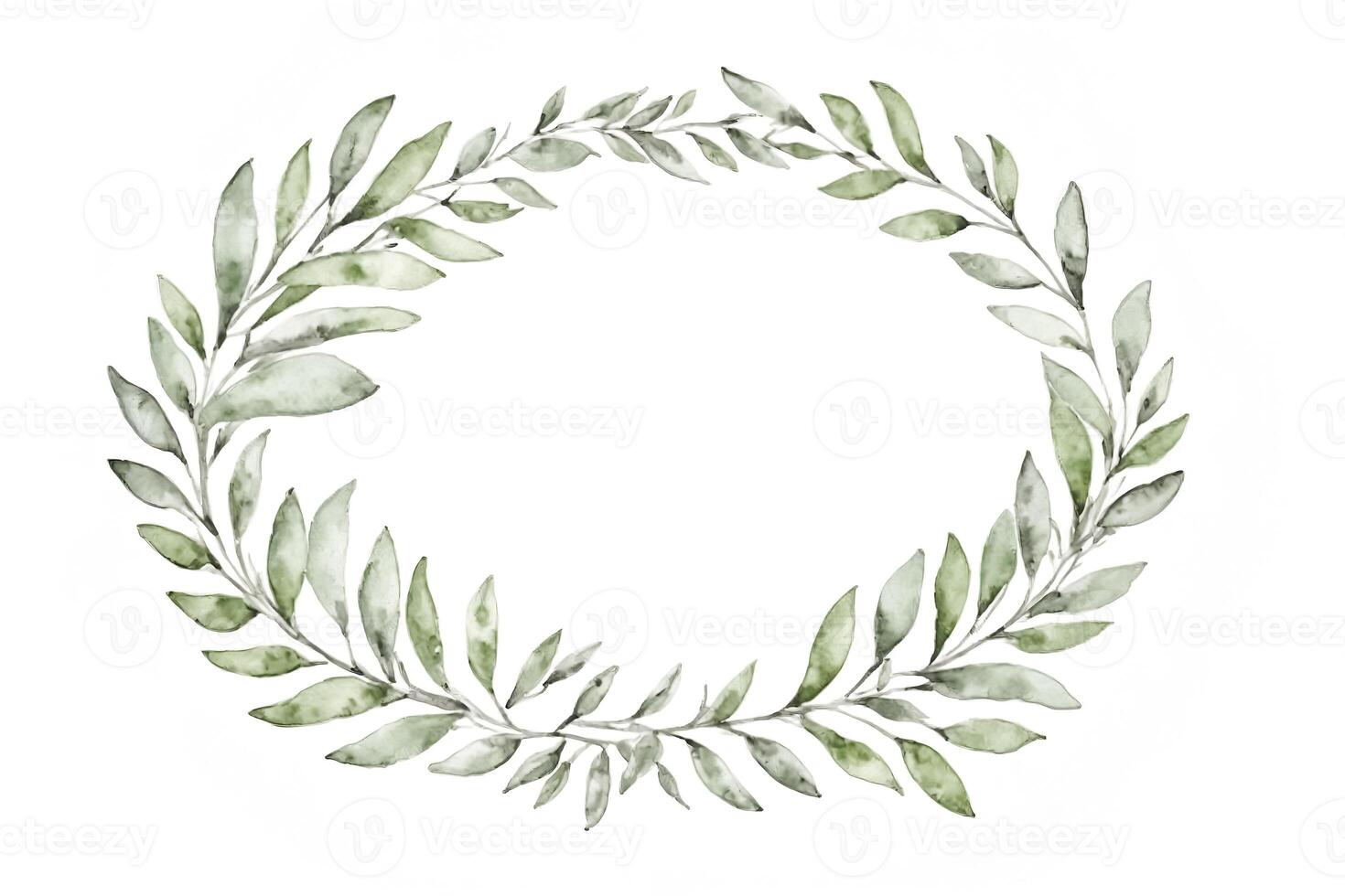 Watercolor Greenery Wreath photo