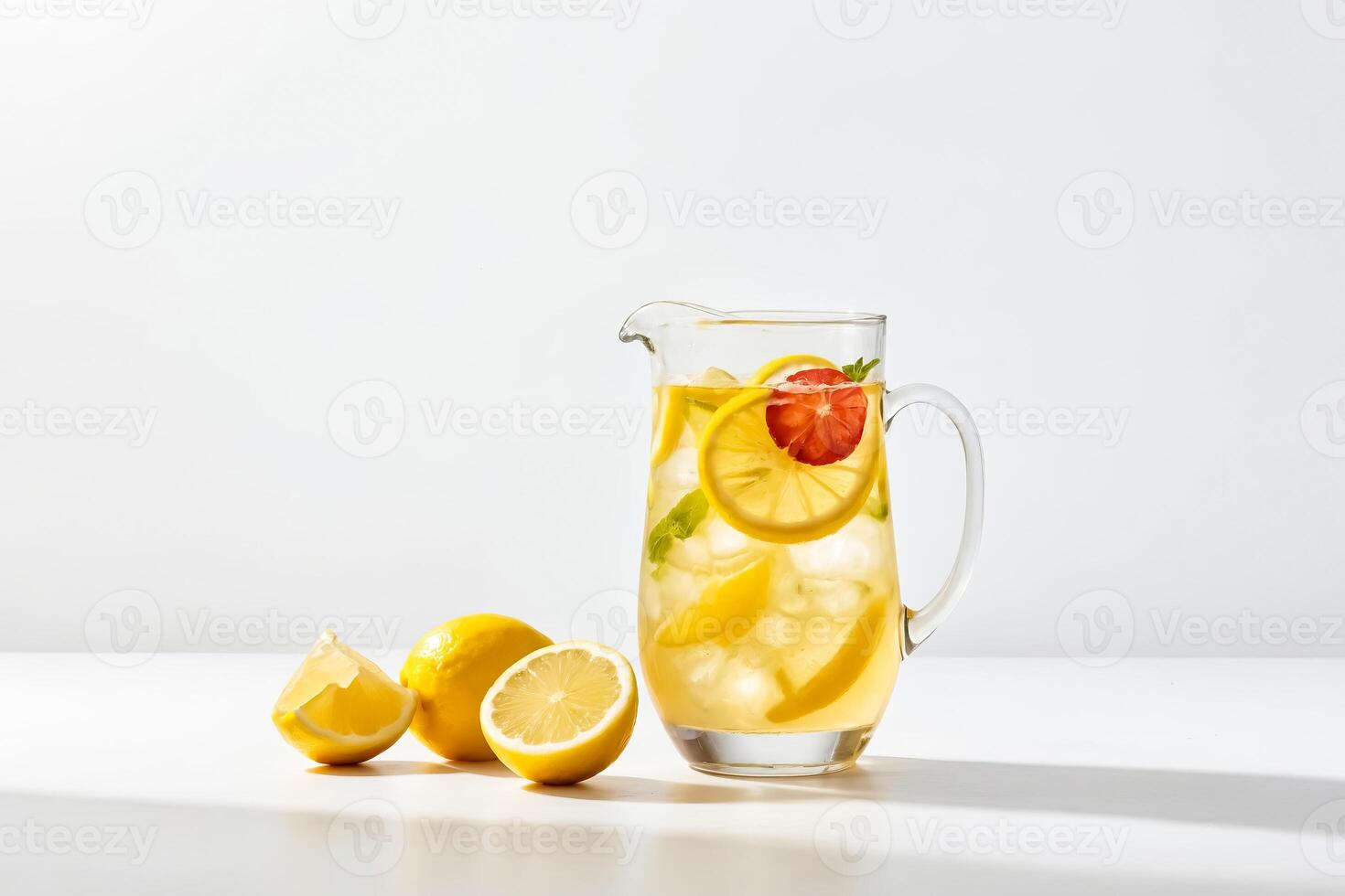 Refreshing Lemonade Pitcher with Lemon Slices and Mint photo