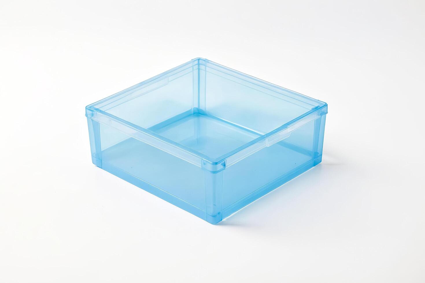 Empty Blue Plastic Storage Box photo
