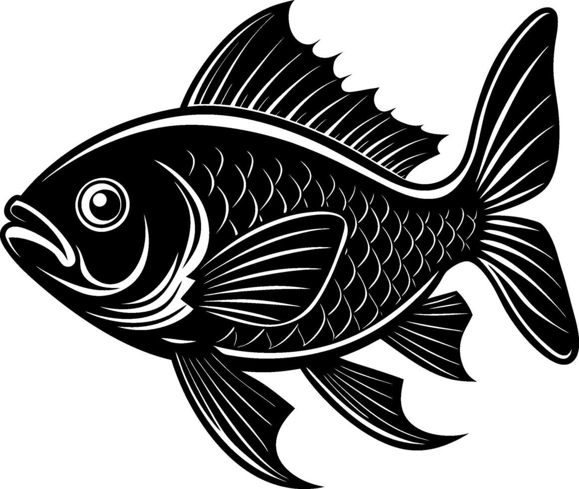 fish silhouette black and white Background vector