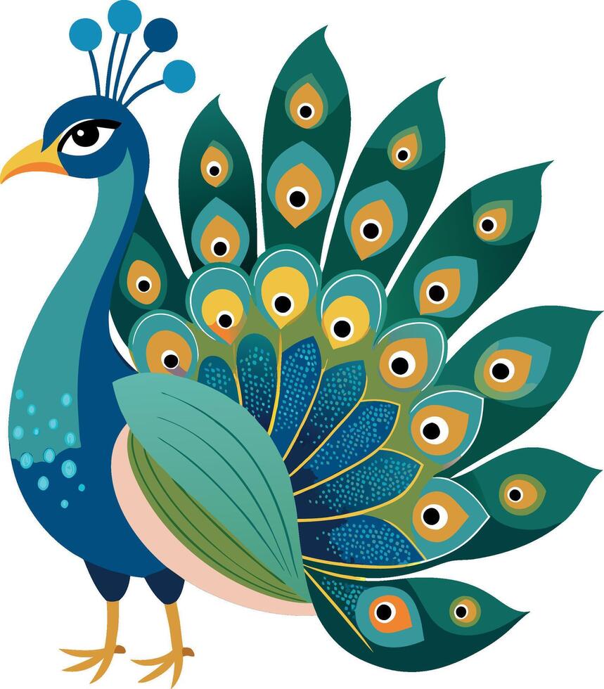 Monochrome peacock. Animal bird illustration, peafowl art design vector