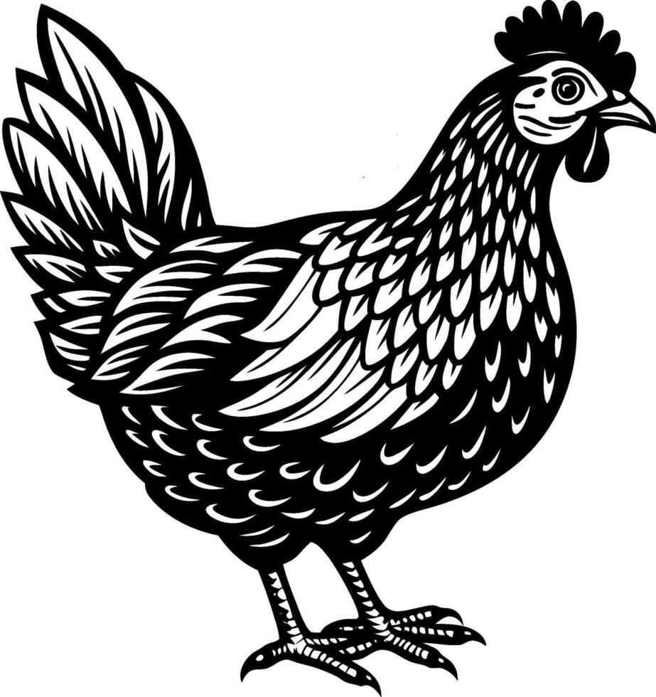 hen silhouette illustration Design on a white background vector