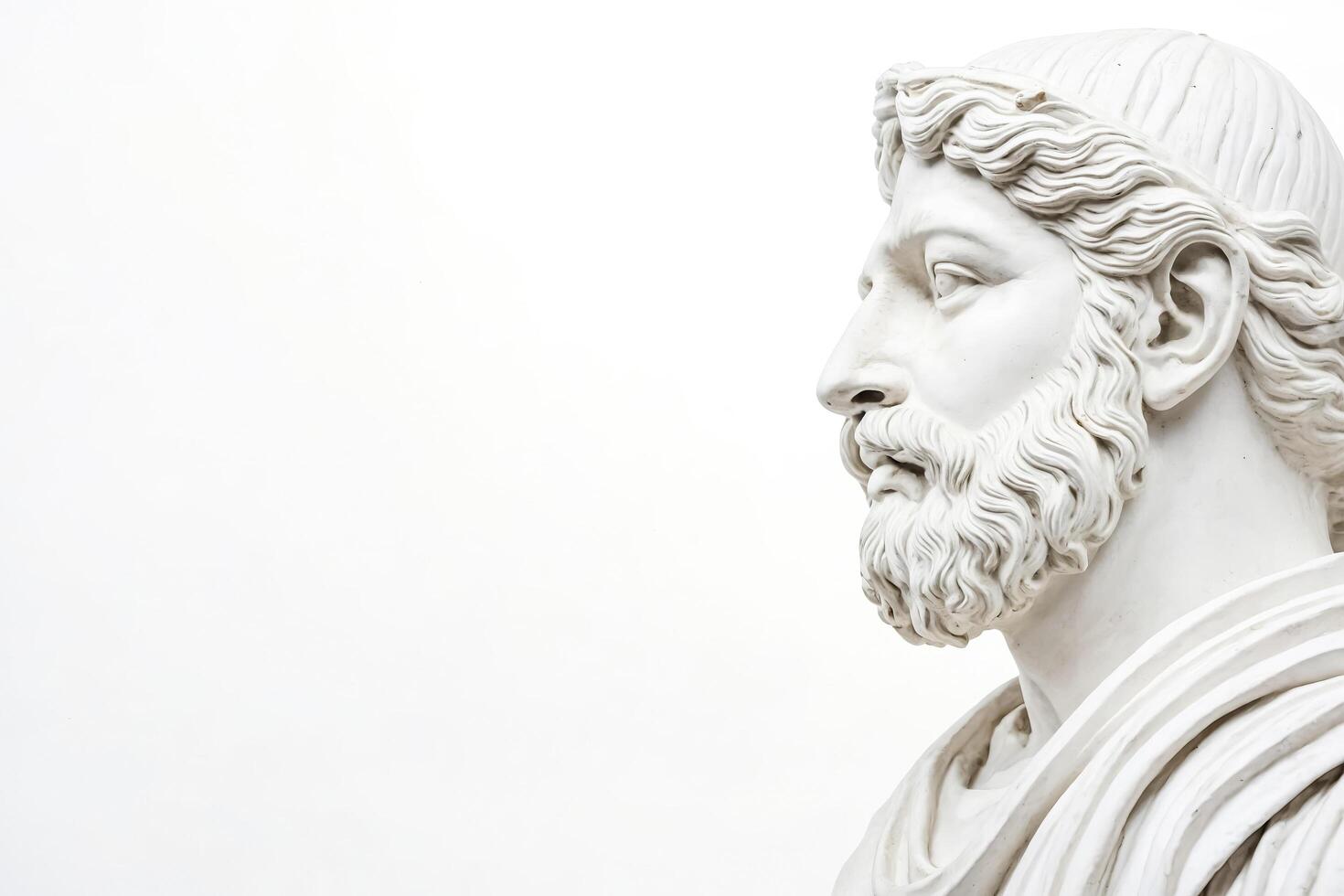 Closeup of a marble bust of a man with a beard photo