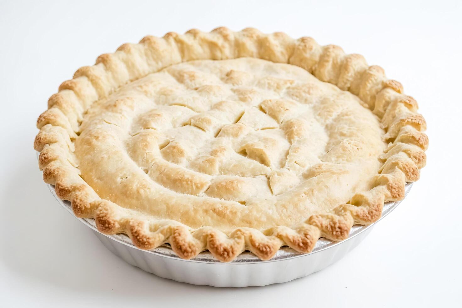 Close up of a golden brown pie crust photo