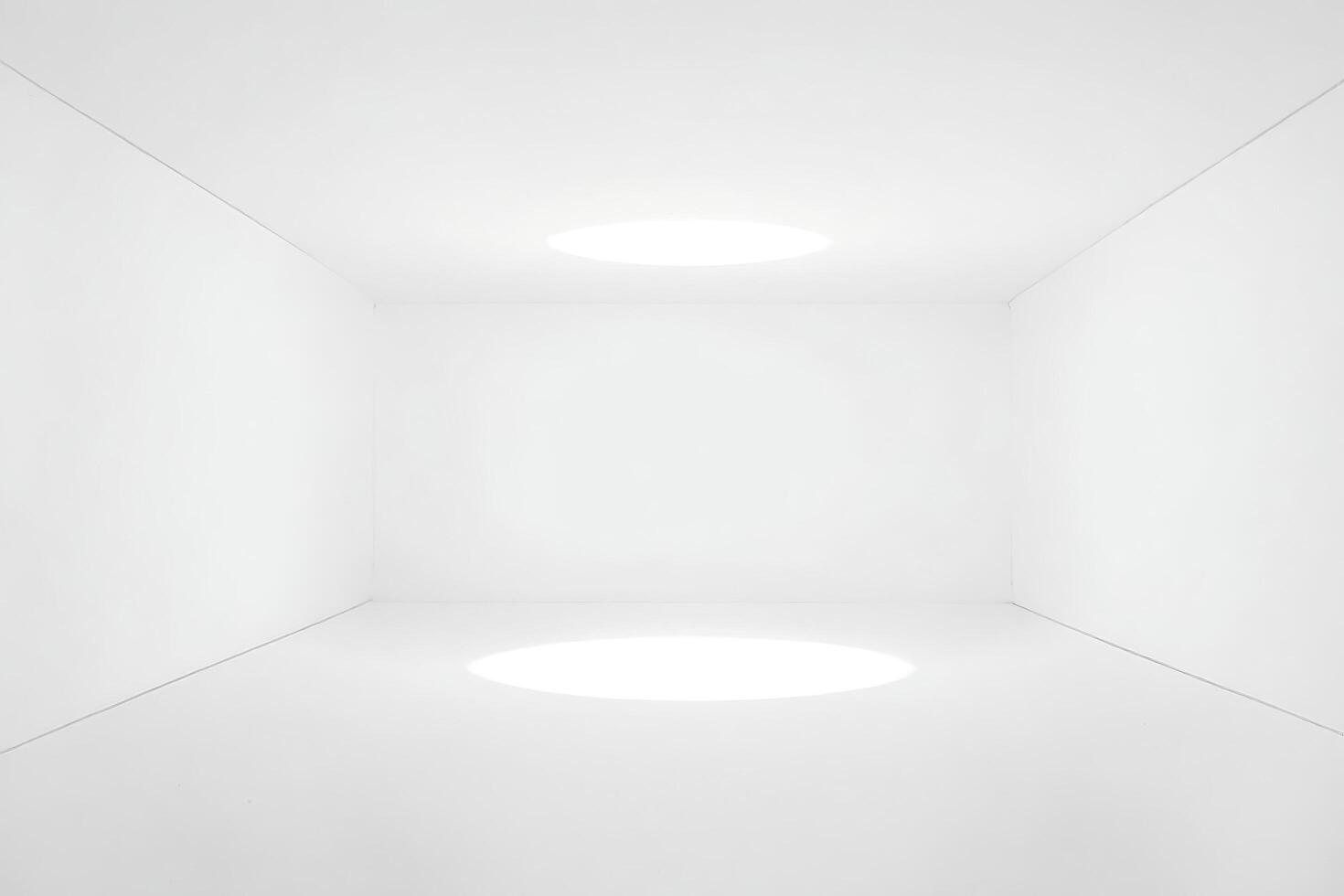 Minimalist White Room with Two Circular Light Sources photo
