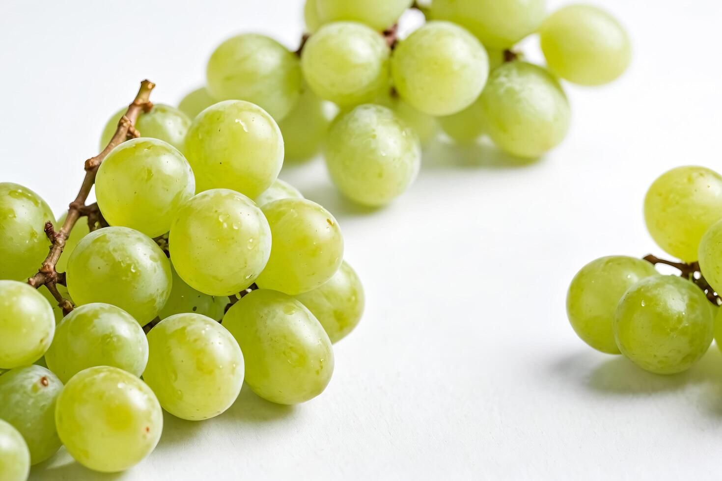 Fresh Green Grapes on White Background photo
