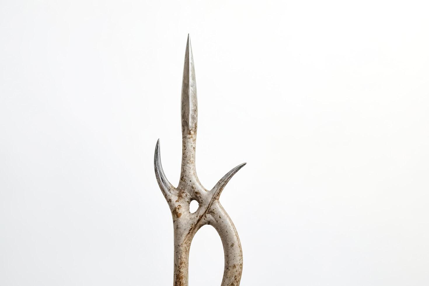 Closeup of a Metal Hook with a White Background photo