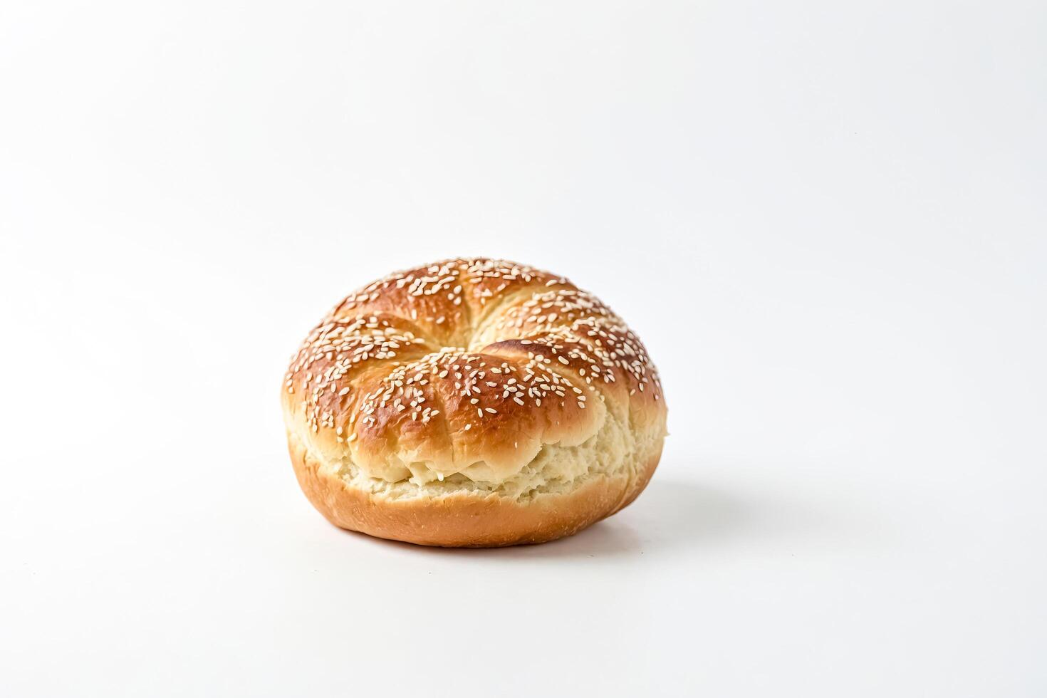 Sesame Seed Bun on White Background photo