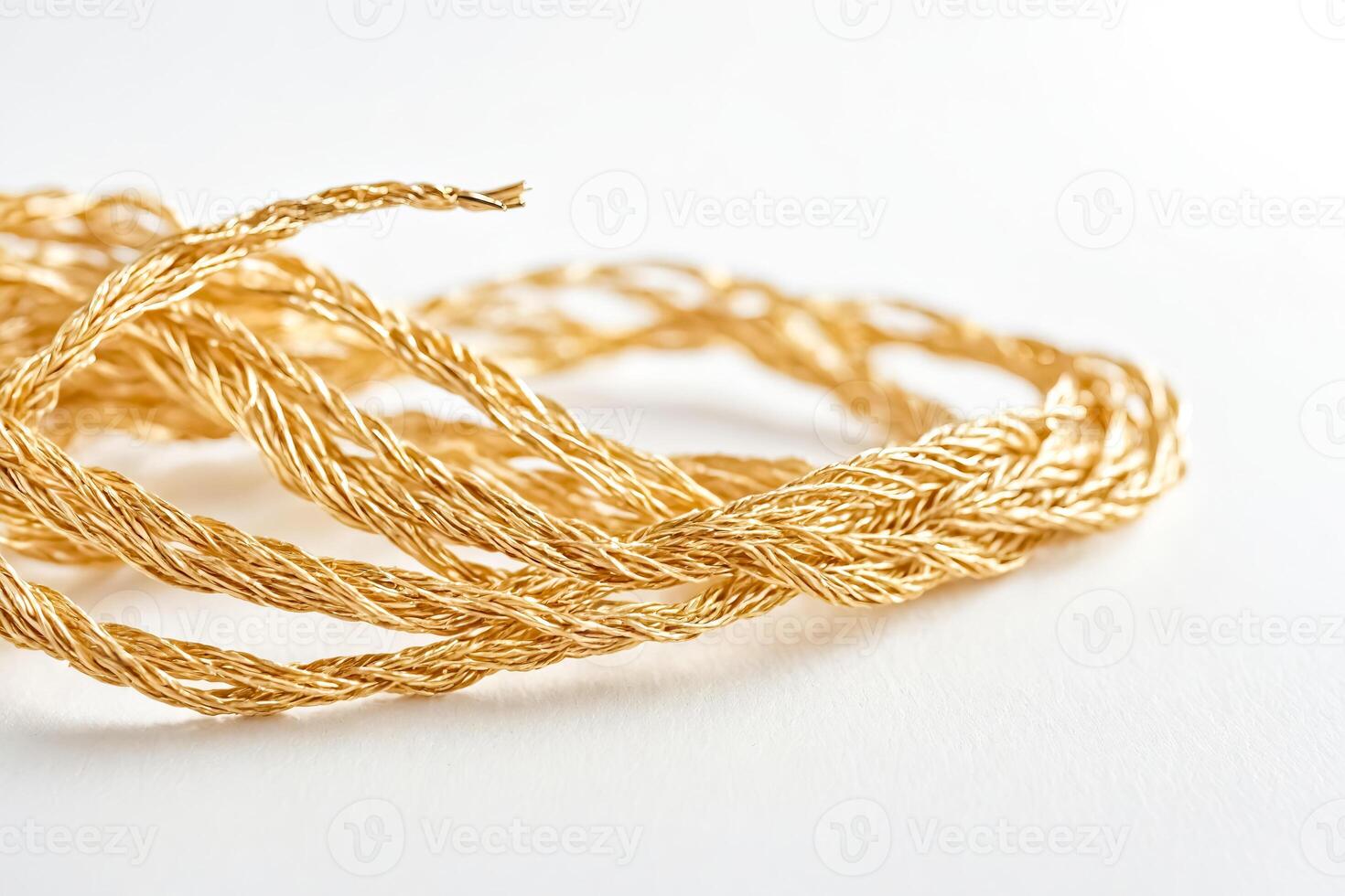 Golden Braid Rope On White Background photo