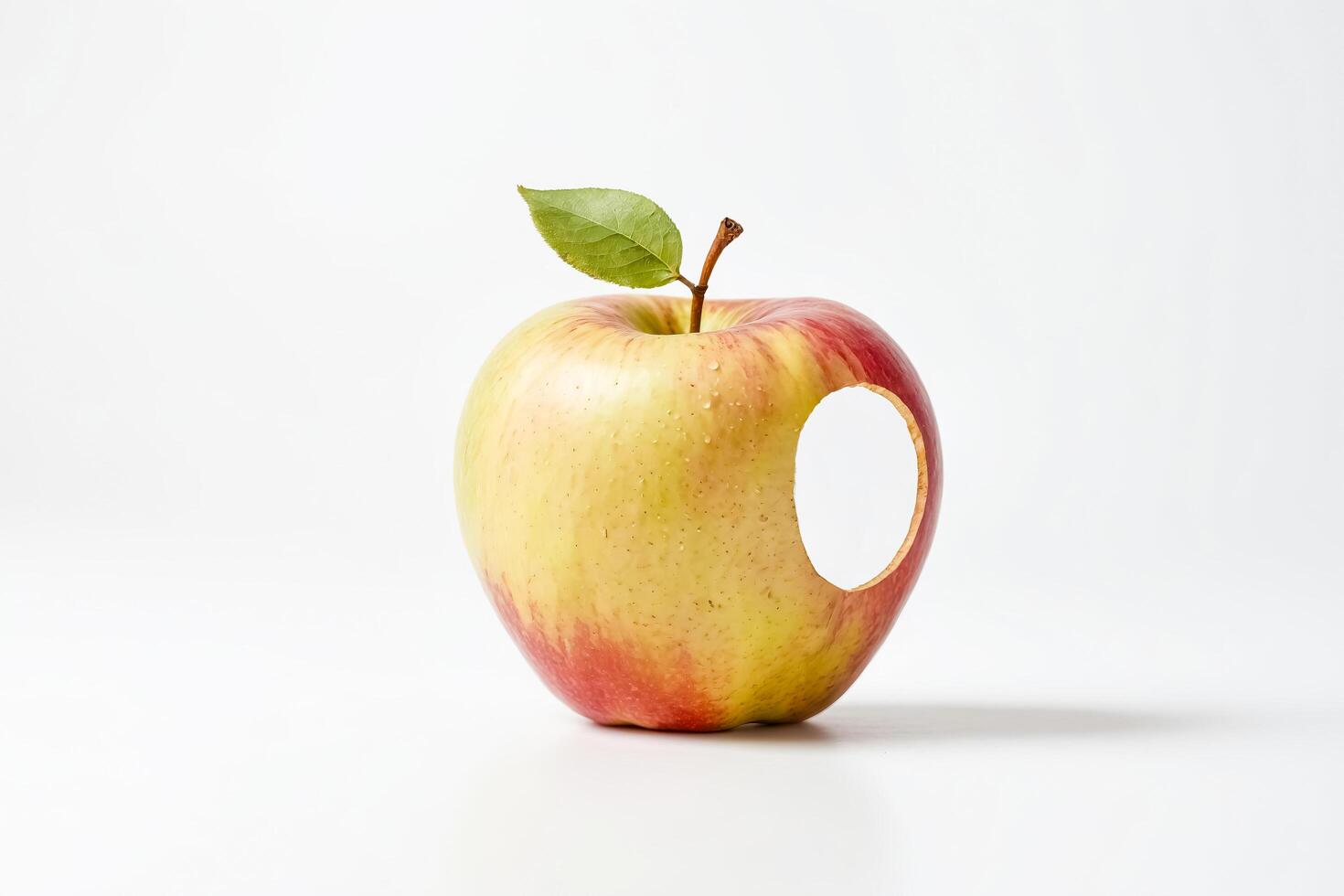 A Single Red Apple with a Bite Taken Out photo