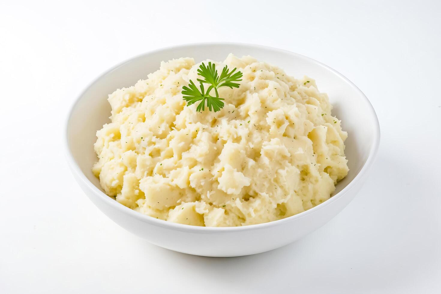 Bowl of Mashed Potatoes with Parsley photo