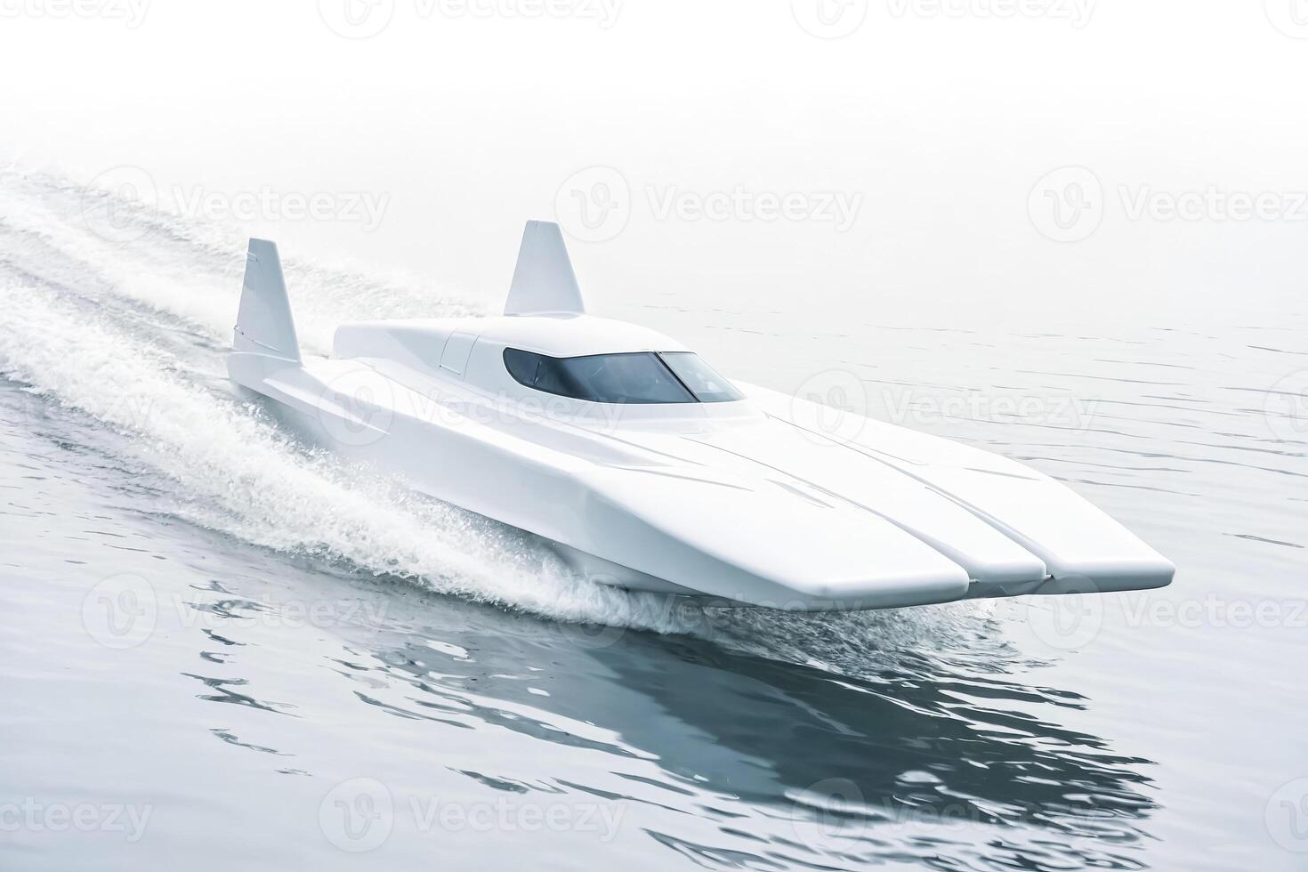 White Speedboat Cutting Through Calm Water photo