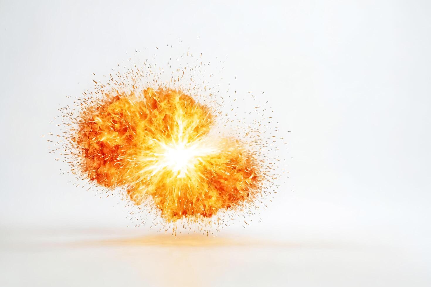 Fiery Explosion with White Background photo