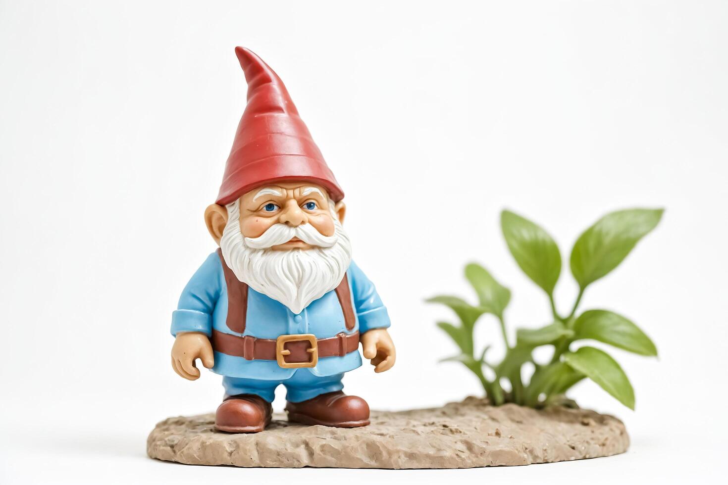 Garden Gnome Figurine with Green Plant photo