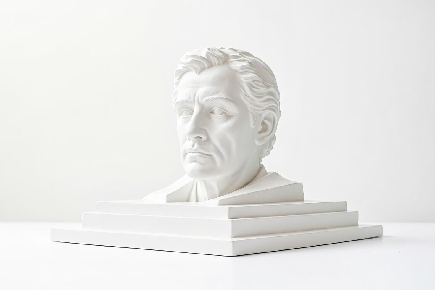 White Plaster Bust on a White Pedestal photo