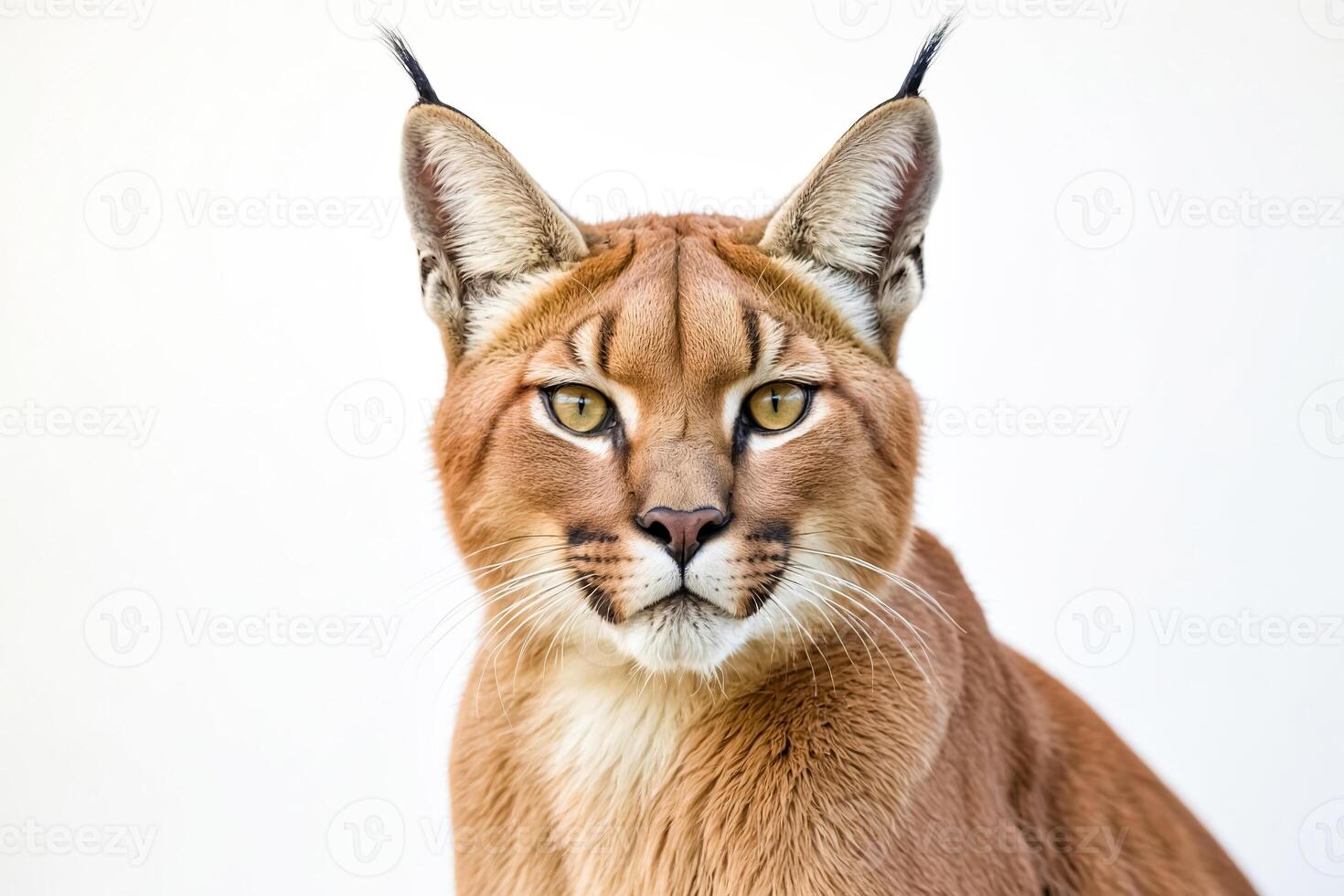 Close Up Portrait of a Caracal with a White Background photo