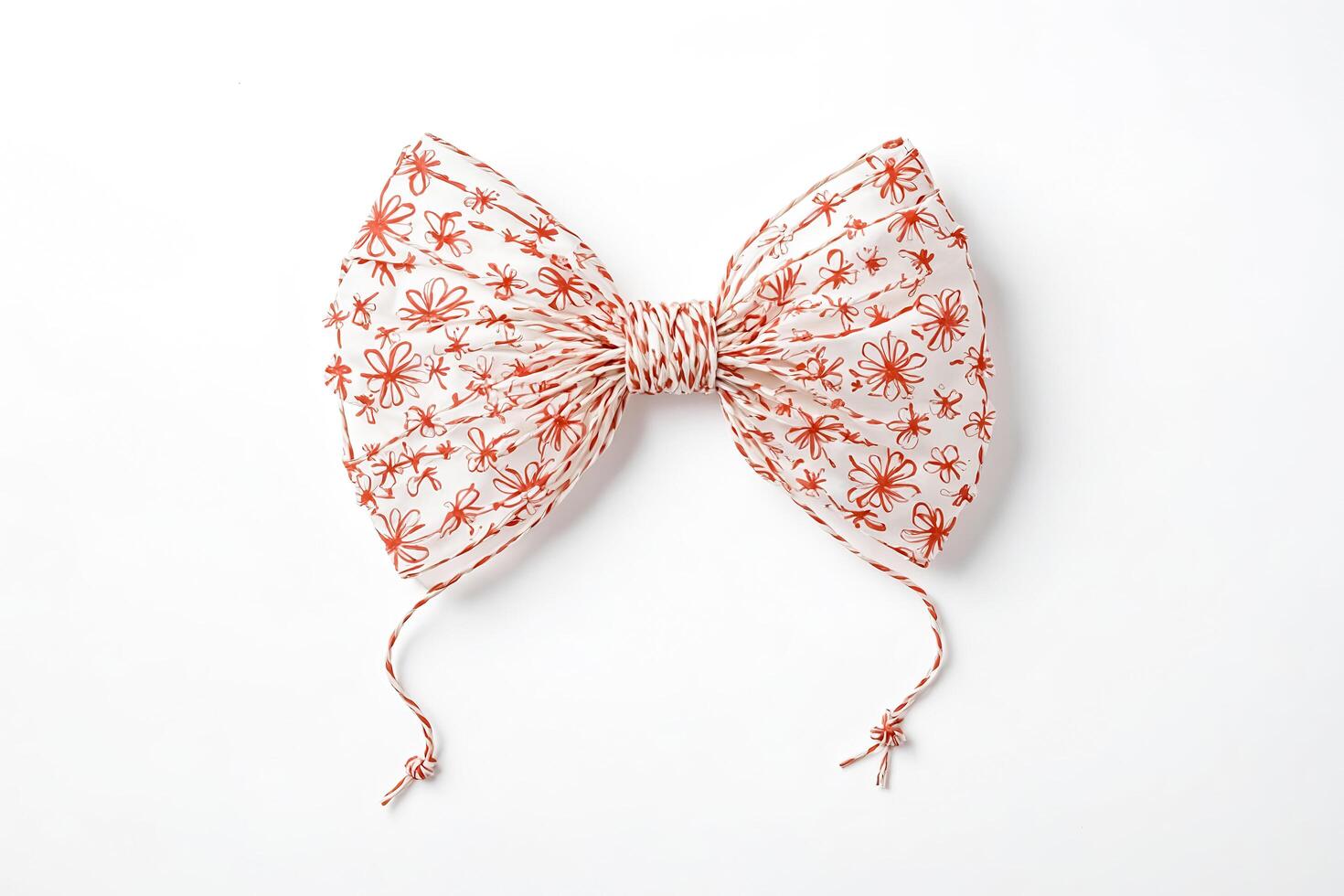 Bow Made of String and Floral Pattern photo