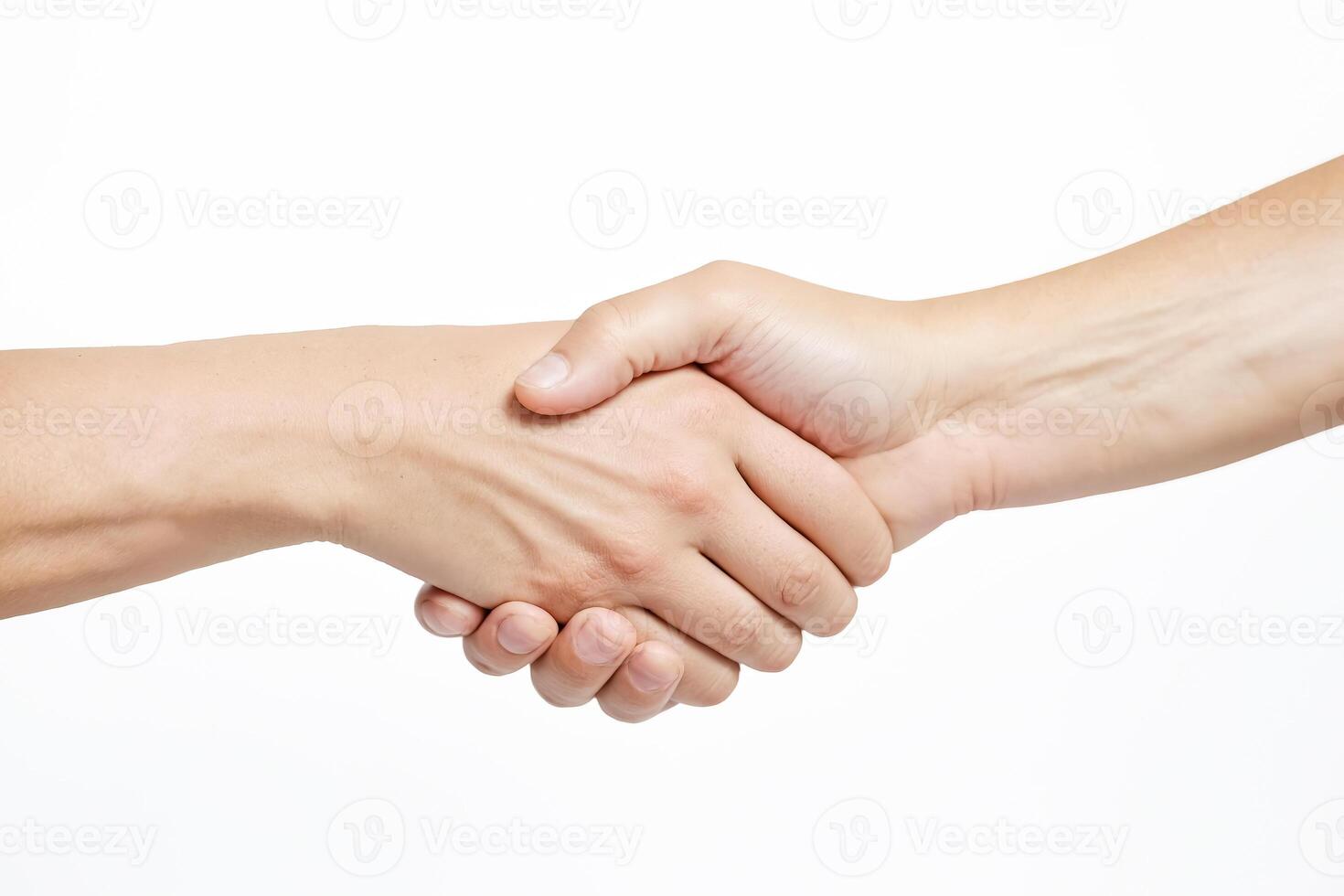 Close-up of Hands Shaking on a White Background photo