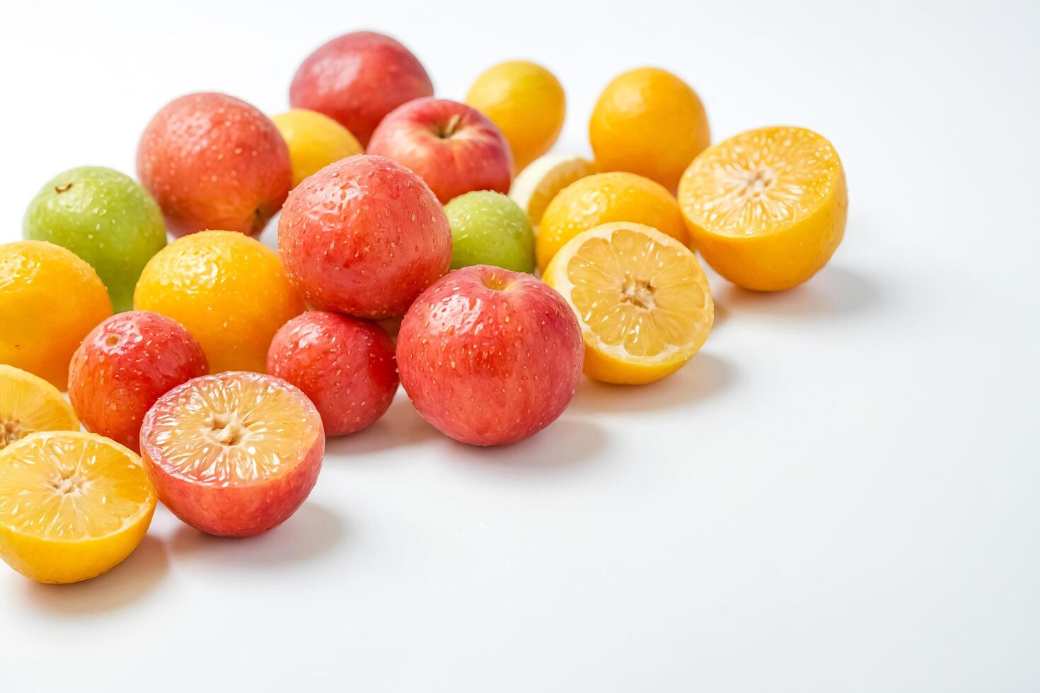 Fresh Fruit Mix on White Background photo