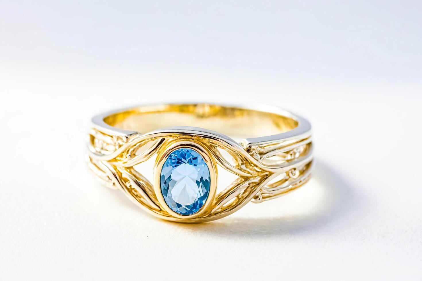 Gold Ring with Blue Gemstone photo