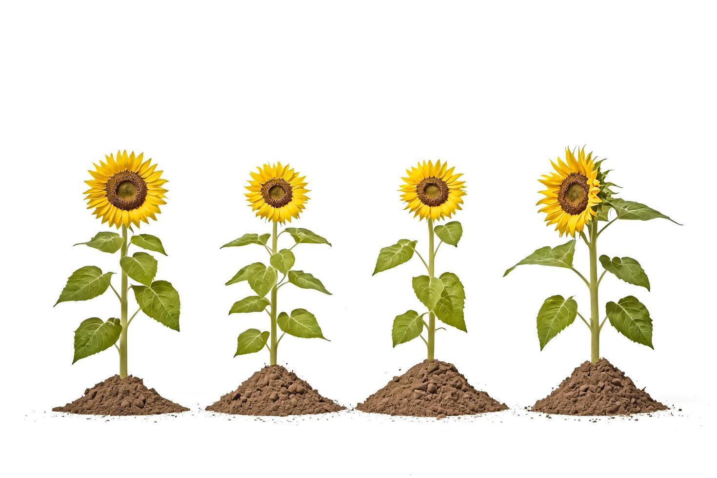 Four Sunflowers in Different Stages of Growth photo