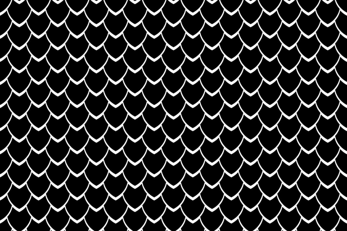 Seamless geometric pattern, snake fish, mermaid, dragon scales. Minimal abstract texture in black and white color, animal background for your design, cover and wallpaper vector