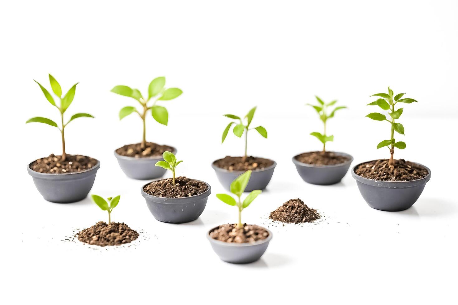 Small Plants In Pots On A White Background photo