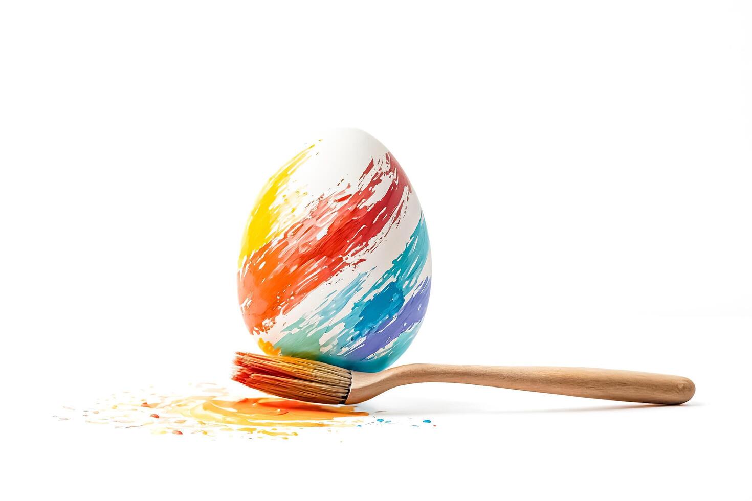 Colorful Easter Egg with Paintbrush photo