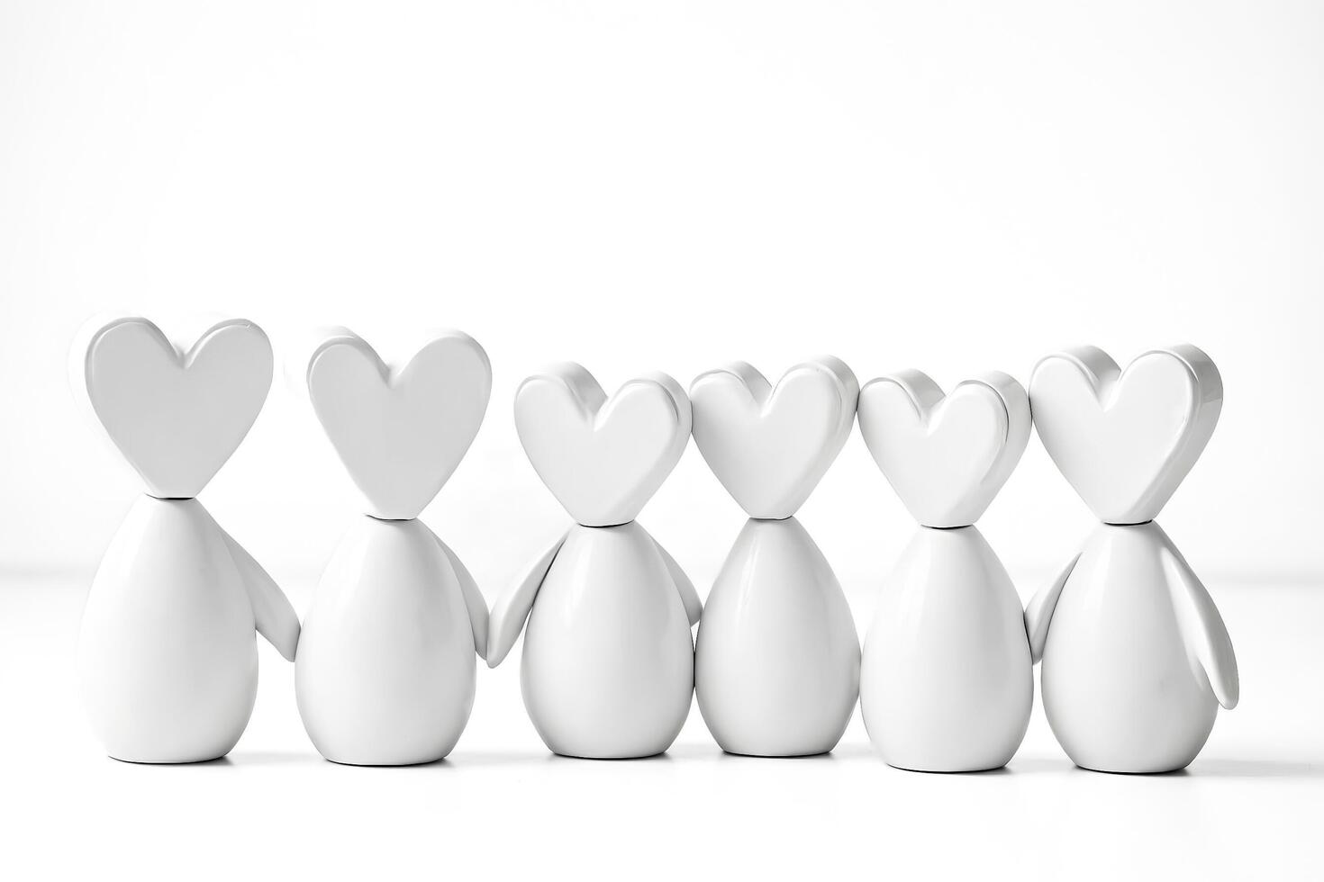 White heart-shaped figurines holding hands photo