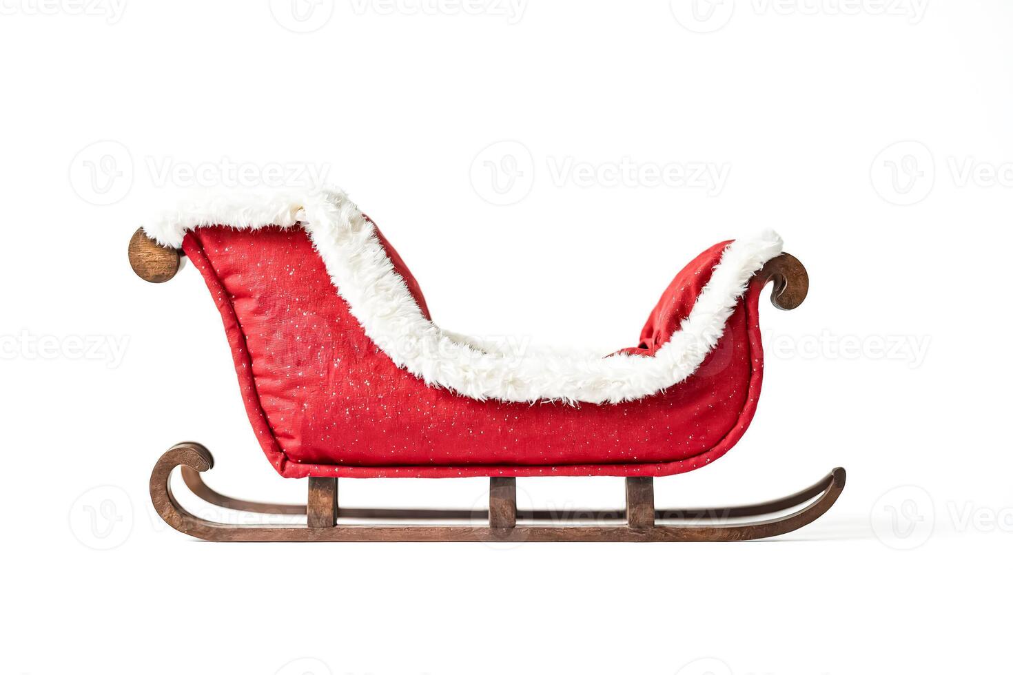 Red Santa Sled Isolated On White Background photo