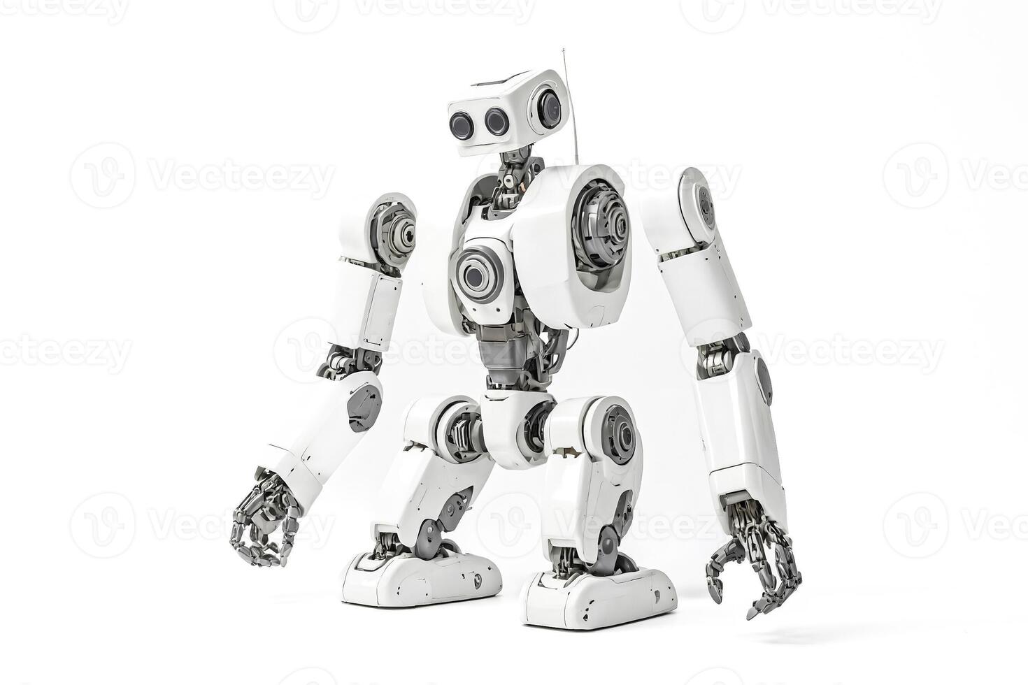Futuristic White Robot with Detailed Joints photo